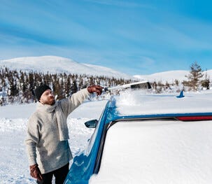 Kungs Tele-is snöborste bil med isskrapa, teleskop 77-105 cm