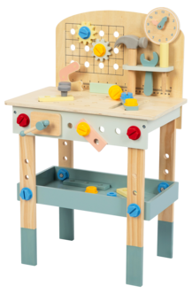 Arbetsbänk barn i trä, 46 delar, från 3 år