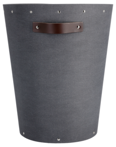 Papirkurv med lærhåndtak, mørk grå