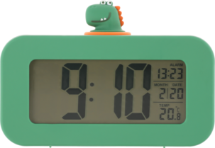 Digital vekkerklokke for barn, dinosaur, grønn