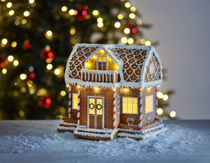 Pepperkakehus, juleby med LED-belysning