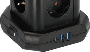 Brennenstuhl Socket Tower 8-vägs grenuttag ,3 USB, svart