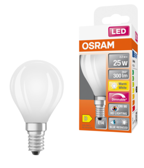 Dimbar klotlampa LED E14 Osram, varmvit