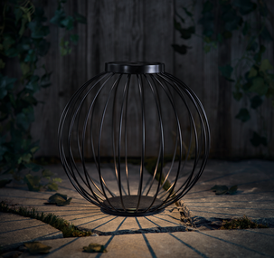 Solcellelampe svart metall, 36 cm