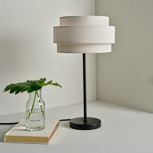 Northlight Algot bordlampe, metall og lin, 44 cm