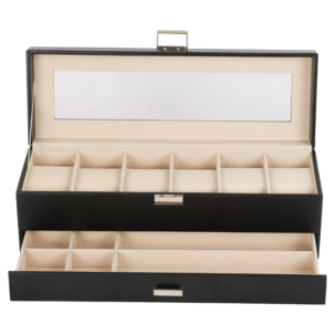 Klocklåda herr 6 klockor och tillbehör, konstläder