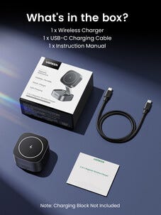 Ugreen 2-in-1 Qi2 trådlös laddare vikbar, 15 W