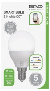 Deltaco Smart Home WiFi dimbar LED-pære E14 5 W