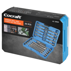 Cocraft hammarborrsats och mejslar SDS-plus, 20 delar
