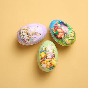 Påskägg papper, med klassiska påskmotiv, 15 cm