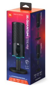 JBL Quantum Stream USB mikrofon med RGB-belysning och stativ