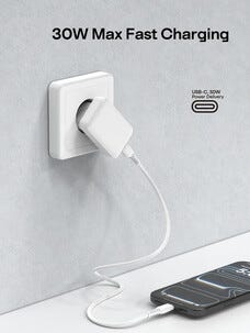 USB-C-lader, vinklet, 30 W