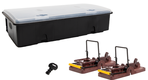 SafeTrap musfälla med 2 Snap-trap-fällor mot mus