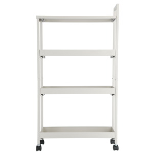 Smal trillevogn med 4 hylleplater