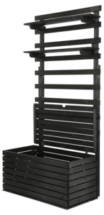 Förvaringslåda med väggpanel och hyllplan, svart 