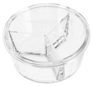 Matboks glass 3-rom rund 0,6 liter