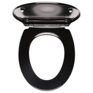 Toalettsete med myk lukking, svart, duroplast