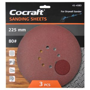 Cocraft slipepapir borrelås, sliperondell 225 mm, 3-pakning