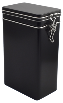 Kaffeburk, fyrkantig plåtburk med tätslutande lock