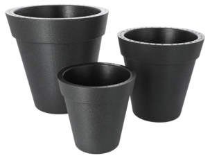 Plantepotte i isopor, svart