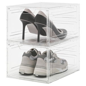 Stapelbar skolåda med dörr, transparent plast, 2-pack