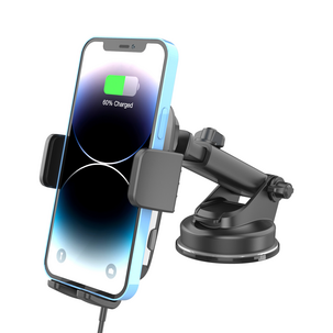 Puhelinteline autoon, puristuskiinnike, langaton Qi ja imukuppi