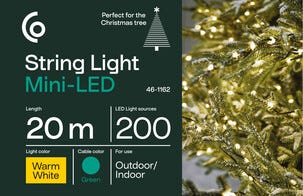Mini LED Valoketju lämmin valkoinen vihreä johto 200 lamppua, 20 m