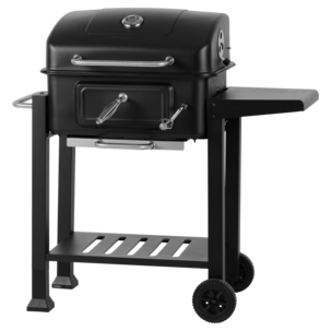 Kolgrill Delux med grillvagn, sidobord och termometer