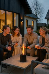 Skandi FlameTwister bordkamin bioetanol ute og inne