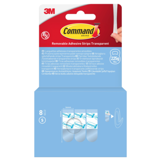 Command Kiinnityspalat S, läpinäkyvä, 225 grammaa, 8 kpl