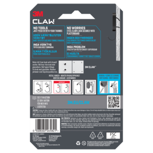 3M Claw krok för gipsvägg svart, 7 kg, 1-pack