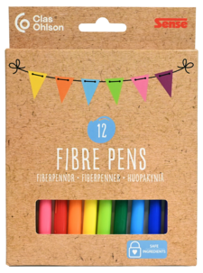 Tuschpennor med tunn spets, 12-pack, från 3 år