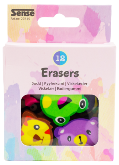 Pyyhekumi, erilaisia eläinhahmoja, 12 kpl