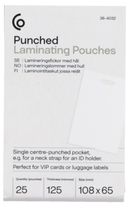 Laminointitasku, jossa reiät