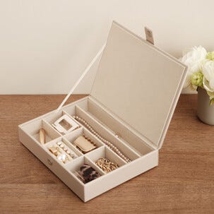 Smyckesförvaring, smyckesbricka med lock, stapelbar