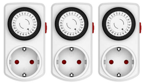 Hvit minitimer til stikkontakt innendørs, 100 x 52 mm