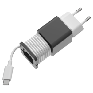 USB-C PD Laturi, jossa johto ja pidike, 1 m, 20 W