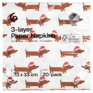Julservetter papper 33 x 33 cm, 20-pack