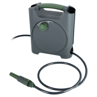 Portabel slangvinda med munstycke och 10 m vattenslang