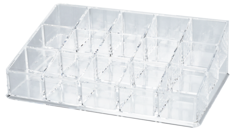 Sminkeorganisator med 15 rom i gjennomsiktig plast