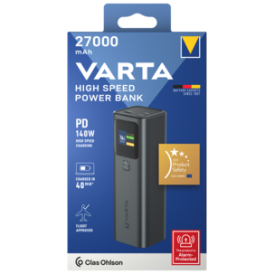 Varta high speed powerbank 27000 mAh 140W, hurtiglader