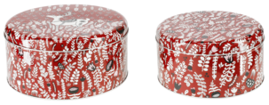Kakeboks metall med julemotiv, 2-pakning