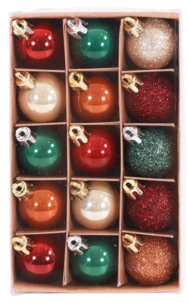 Joulupallot 3 cm 15 kpl