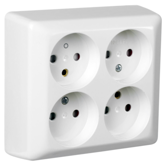 Elko RS utanpåliggande vägguttag 4 portar