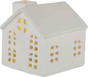 Keramikhus, liten huslykta LED med timer, 6,5 cm