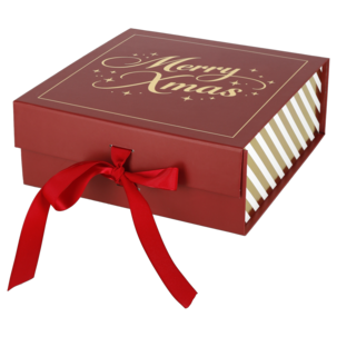 Merry Xmas presentask jul med magnetstängning, röd