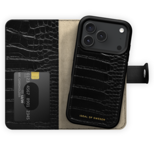 Ideal of Sweden Magnet Wallet+ for iPhone 18 Pro / iPhone 17 Pro, svart croco