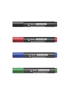 Märkpenna permanent svart, blå, röd, grön, 4-pack
