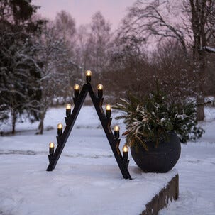 Adventsljusstake utomhus Max 9-armad LED svart metall, 83 cm