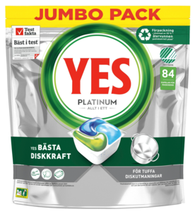 Yes Platinum All In One maskindiskmedel, 84-pack